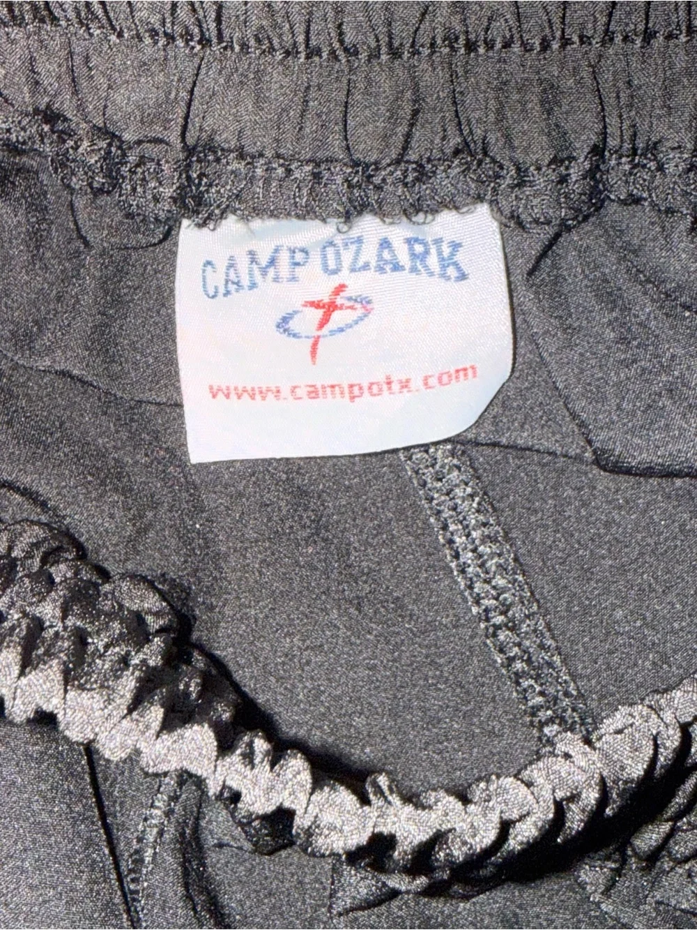 CAMP OZARK Youth Black Athletic Running Shorts Logo Size L